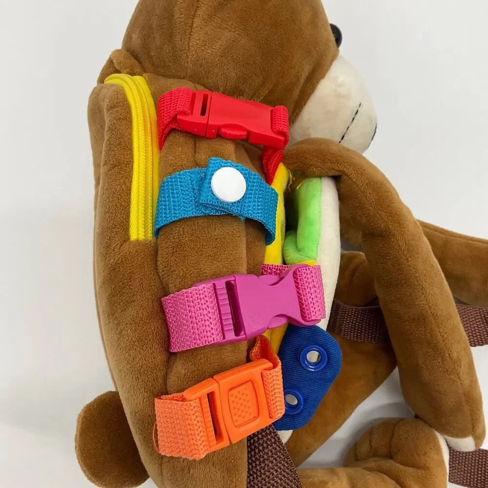 Bear Backpack Buckle Toys Billy Toddler Montessori Plush Clock Learning Pre K